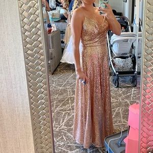 Rose Gold, floor length sequin dress